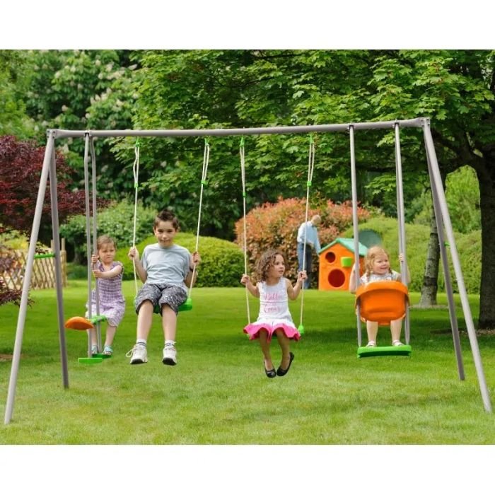 Portique métallique JADE - 1 face à face + 2 balançoires injectées + 1 nacelle – Image 3