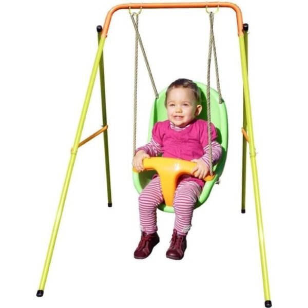 EMMA - Portique bébé pieds verts pomme Ø 25mm, poutre orange Ø 25mm – Image 2