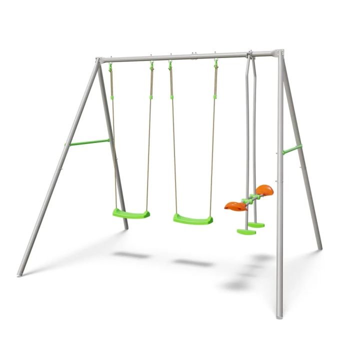 Portique en métal LOUISE - 2 balançoires + 1 face à face