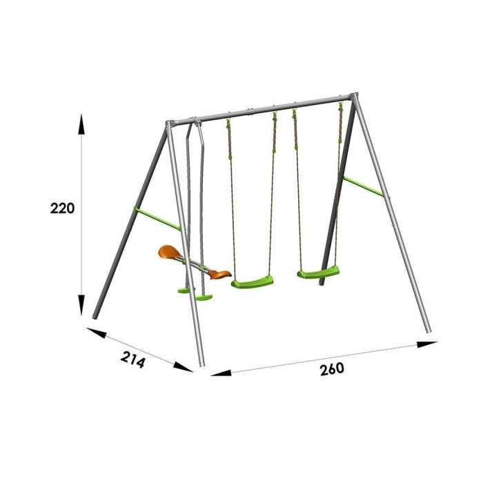 Portique en métal LOUISE - 2 balançoires + 1 face à face – Image 4