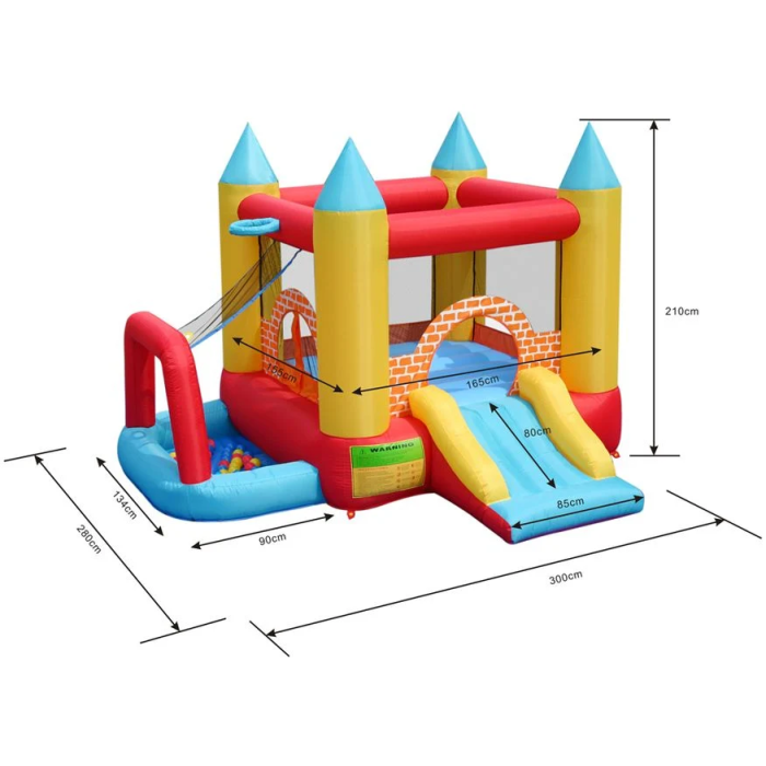 Château Gonflable - Happy Hop 4en1 avec Toboggan+30 Ballons – Image 3
